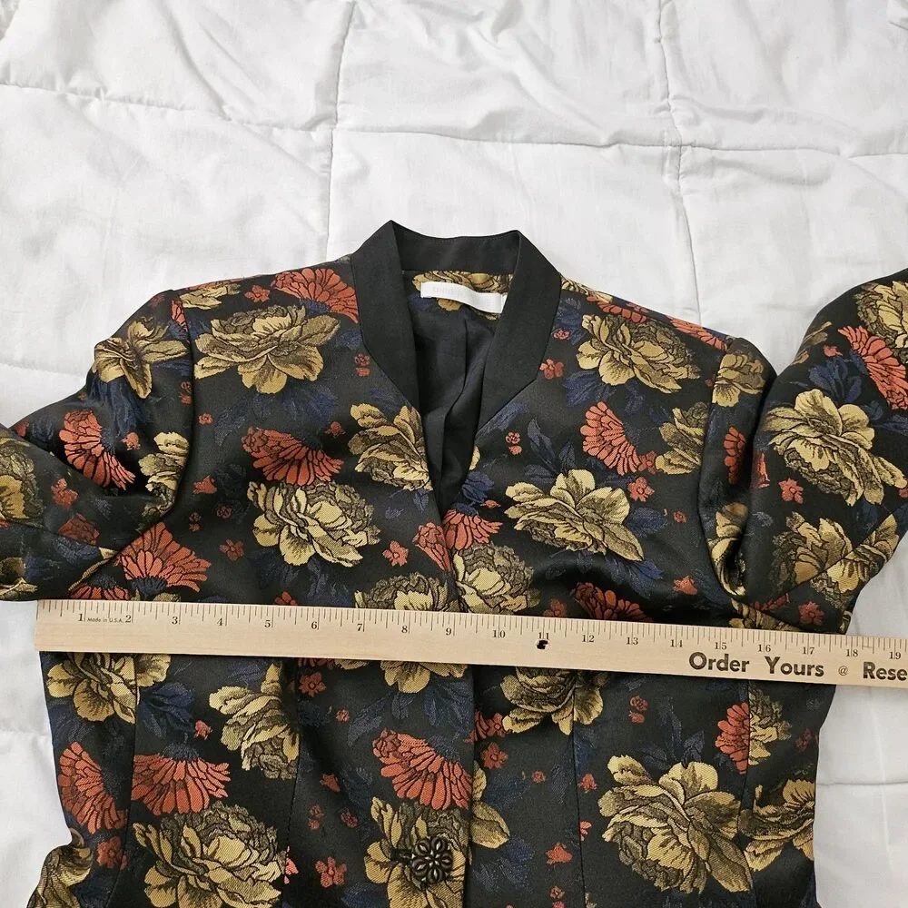 Anne Fontaine Leoncia Blazer 40 Black Gold Floral Brocade Jacquard Tuxedo Jacket